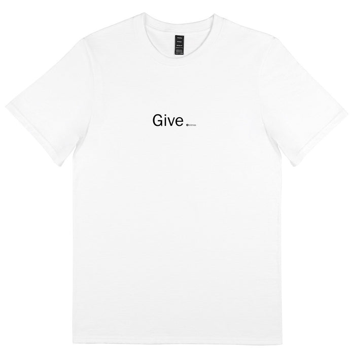 Livtimes Give T-shirt, screen print on white tee